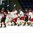SPISSKA NOVA VES, SLOVAKIA - APRIL 20: Igor Martynov #7 of Belarus celebrates after scoring a second period goal against Latvia's Niklavs Rauza #30 during relegation round action at the 2017 IIHF Ice Hockey U18 World Championship. (Photo by Steve Kingsman/HHOF-IIHF Images)

